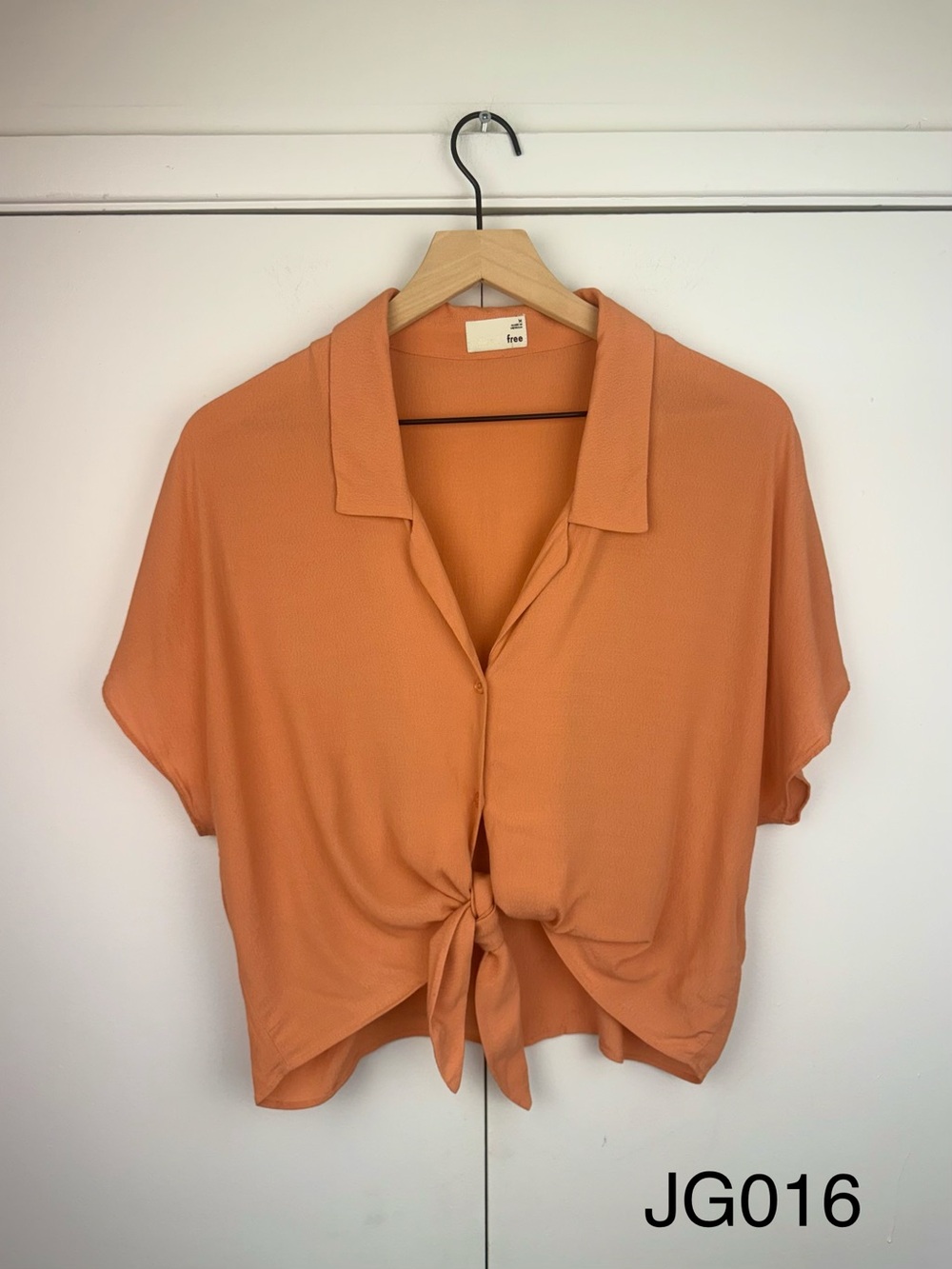 Aritzia Wilfred Free Tie-Front Blouse Orange M